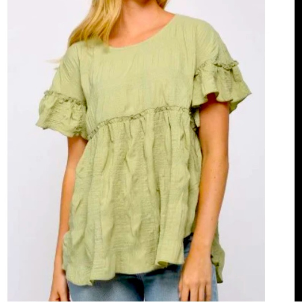 GIGIO RUFFLED SLEEVES LT SG TOP